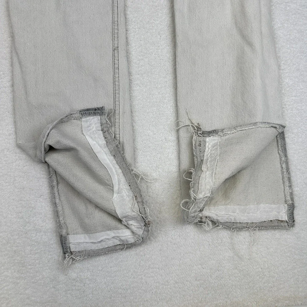 Levi's 501 Made‎ in USA Distressed Grey Wash Jeans W32 L34 Altered Raw Hem
